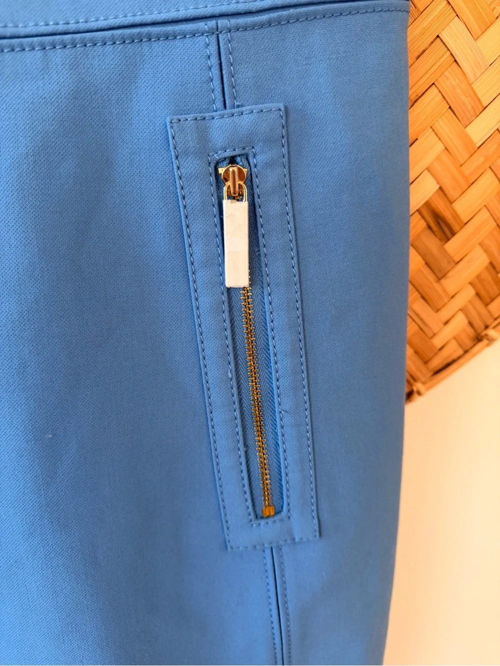 TORY BURCH CHELSEA SHEATH DRESS MONTEGO BLUE ZIPPERED ‎ POCKETS CORP-CORE MODEST